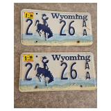 Pair of Matching Wyoming License Plates