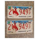 Pair of Matching Wyoming License Plates