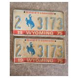 1975 Pair of Matching Wyoming License Plates