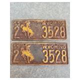 1955 Pair of Matching Wyoming License Plates