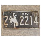 1971 Wyoming License Plate