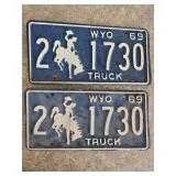 1969 Pair of Matching Wyoming License Plates