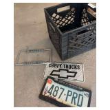 Plastic Crate, license plate covers and AZ plate