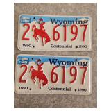 Pair of Matching Wyoming License Plates