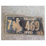 1957 Wyoming license plate
