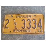 Wyoming license plate 1974