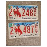 Two Different Wyoming License Plates