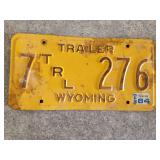 1983 Wyoming Trailer License Plate