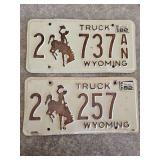 1978 Pair of Matching Wyoming License Plates