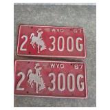 Wyoming, 67, license plates
