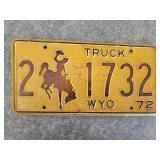1972 Wyoming Truck License Plate