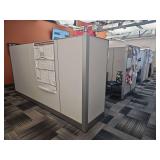 Cubicles Workstations (3 Complete Workstations) - Each has a U-Shape Worksurface (72w x 23.5d x 96l), Metal Storage Cabinets (24"w x 23.5"d), Metal Two Drawer Lateral Files (36"w  x 23.