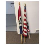 Open flag American flag and small American flags
