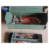 Metal toolbox with contents (small hand tools)