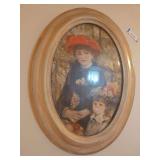 Oval Framed Print of Two Sisters (On the Terrace) (French: Les Deux Sœurs), an iconic 1881 oil-on-canvas painting by French Impressionist artist Pierre-Auguste Renoir - 20 x 25