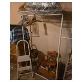 Portable wheeled clothes rack with two step stool (nothing on floor included in center of rack)