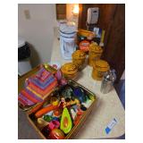 Decorative jars, napkin holders, Aquatru water system, Swiffer dusters -Bring box to pack