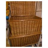 Two woven storage boxes 28x18x12