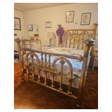 Antique Brass Bed, Full with Mattresses-Stair Carry