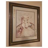 Vintage watercolor print titled Victorian Portrait by artist Peggy Reimel Abrams - 19 x 23