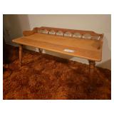 Wooden Coffee Table Featuring scalloped gallery rail and pegs