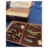 Men’s Tie tacs and cufflinks, jewelry box