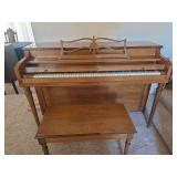 Spinet Piano 59x24x38, Henry F Miller with bench