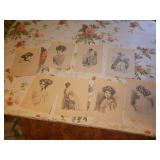 Vintage Artwork -  Pen-and-Ink illustrations - 8 Each 11 x 14