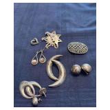 Pins, earrings-marked 925