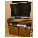 Vizio, monitor 26" with DVD player-recorder, cabinet with contents-Bring box to pack