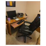 Desk 42x22x28 with monitor, calculator, printer, chair and floor matt