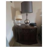 Pair of nightstands with lamps