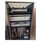Harmon/pardon hk 490i, technics M234X, technics record player, with shelving with speakers and records-check all pictures