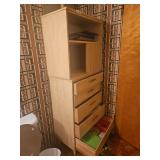 Two Cabinets 27 x 15 x 24h, 27 x 15 x 41h with Contents - Sewing Items - Needles, Fabric, Thread (Bring Boxes to Pack)