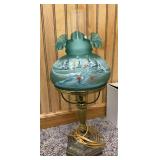 Fenton hand painted lamp "Our Home is Blessed" Matches previous lot approx 20” tall w chimney