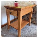 Modern oak side table w drawer 17x24x24H NO CONTENTS