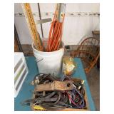Drop cord, levels, squares, hitch and bungee cords as shown