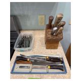 Flatware, cutlery set, knife block and knives