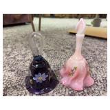 Two Fenton hand painted bells