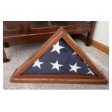 Amana Furniture Clock Shop flag case and US flag