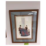S/N P Buckley Moss “Quilting Traditions” 577/1000 Framed 19x25