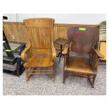 Two rocking chairs and tri leg table