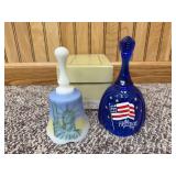 Two Fenton hand painted bells