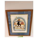 S/N P Buckley Moss “Birdhouse Boy” 38/1000 Framed 16x19