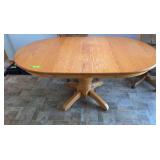 Amish made oak pedestal dining table NO CHAIRS 42x42 w/ (2) 12” leaves