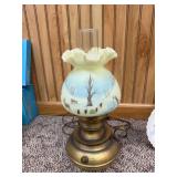 Hand painted Fenton lamp "Natures Christmas, Christmas Classics Series"approx 16.5” tall