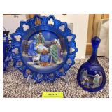Fenton hand-painted plate with matching bell "The Celebration, Birth of a Savior Series"