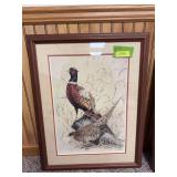 S/N "Ring Necked Pheasants" by JF Landenberger 104/200 Framed 23x29