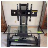 Glass tv stand w adjustable height tv bar