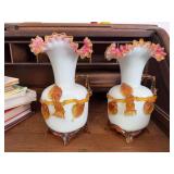 Pair of matching art deco glass vases, see photos for condition Some feet are chipped